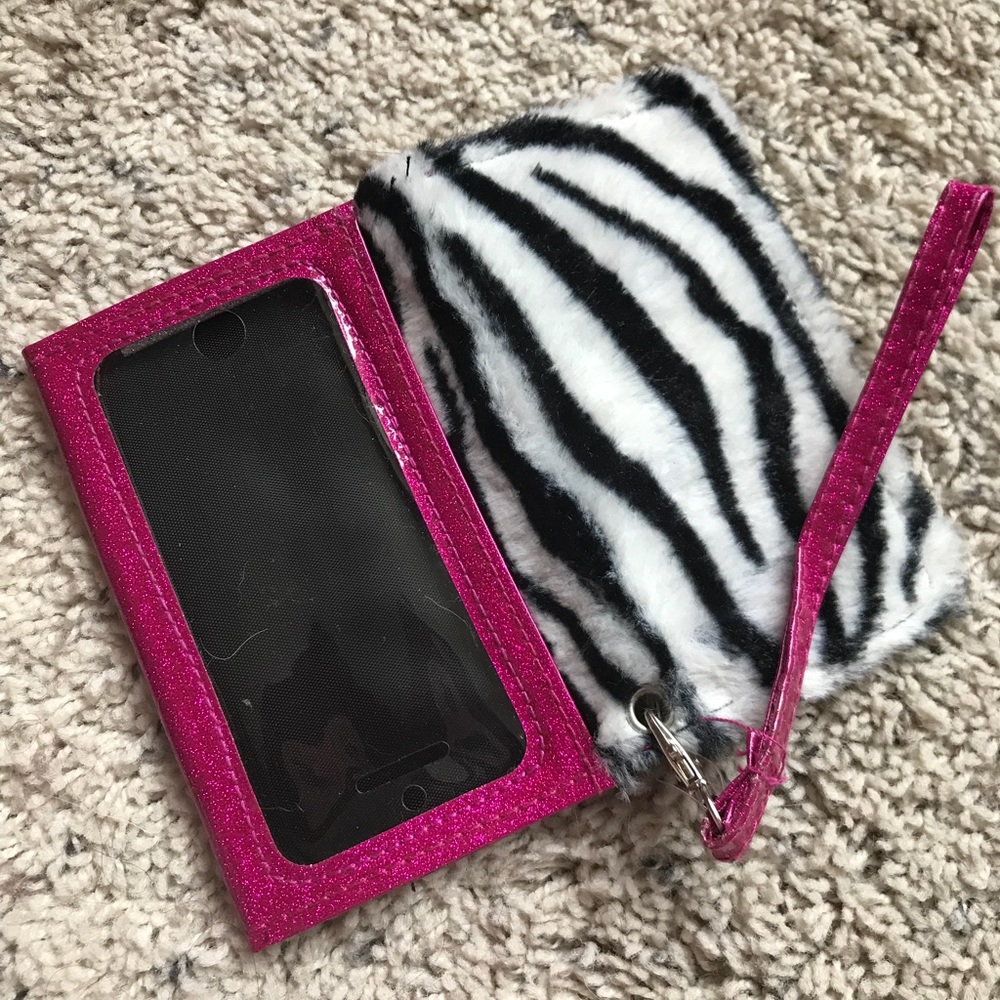 Zebra and Pink Wristlet